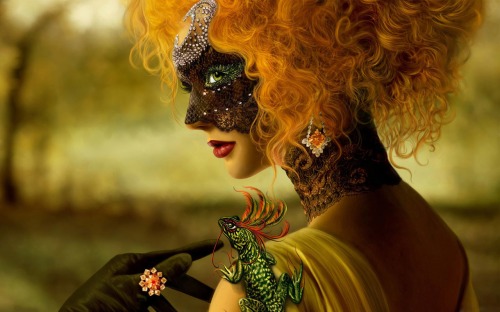 woman wearing a venetian mask