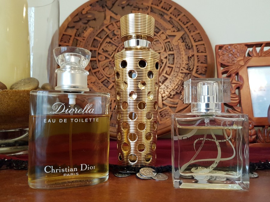 Bottles of Diorella, Vol de Nuit and Champaca