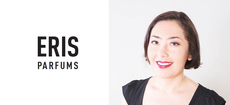 Headshot of Barbara Herman with the Eris Parfums logo.